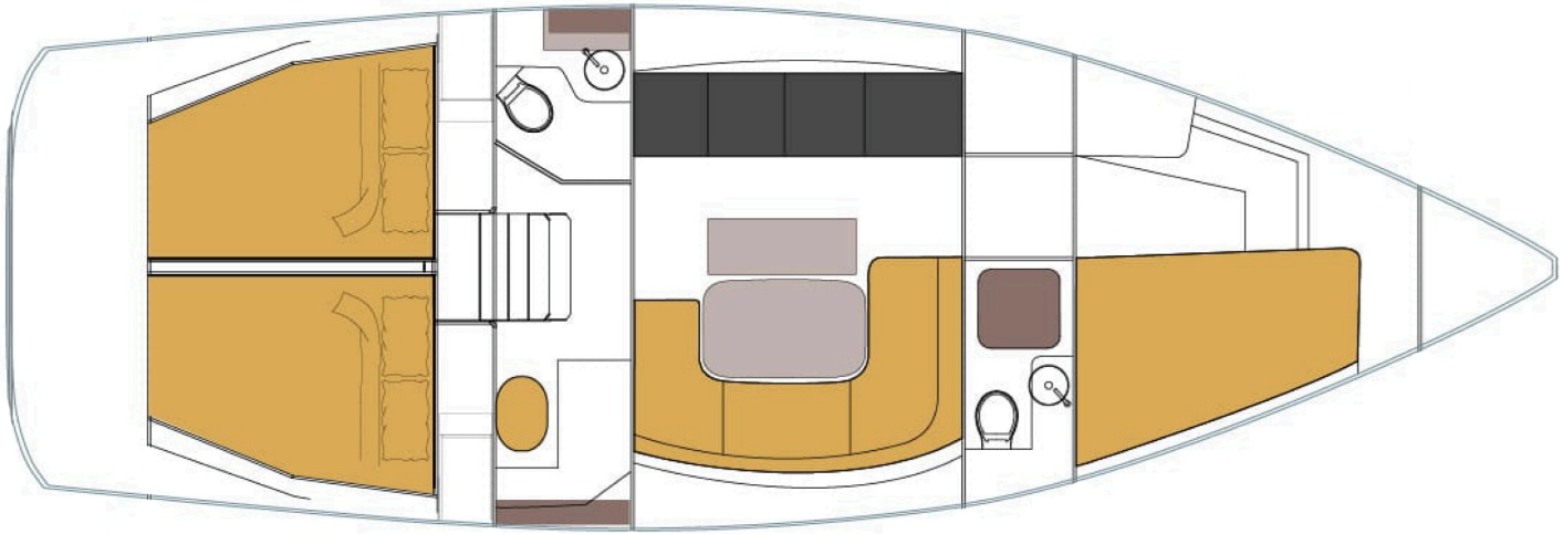 Kufner Yachts 39 3-Cabin Layout